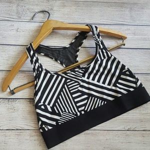 Victoria’s Secret The Player Sports Bra Black and White Stripes Medium